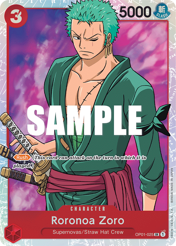 Roronoa Zoro, One Piece Promotion Cards · OP01-025
