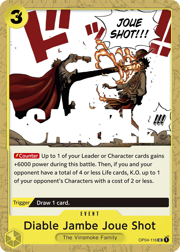 Diable Jambe Joue Shot, Kingdoms of Intrigue Pre-Release Cards · OP04-116