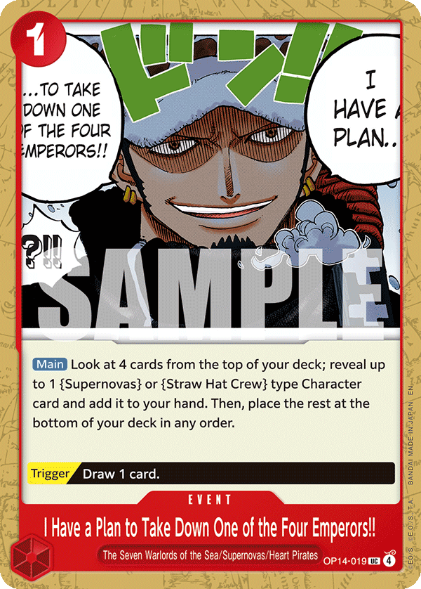I Have a Plan to Take Down One of the Four Emperors!!, The Azure Sea's Seven Release Event Cards · OP14-019