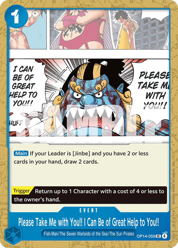 Please Take Me with You!! I Can Be of Great Help to You!!, The Azure Sea's Seven Release Event Cards · OP14-059