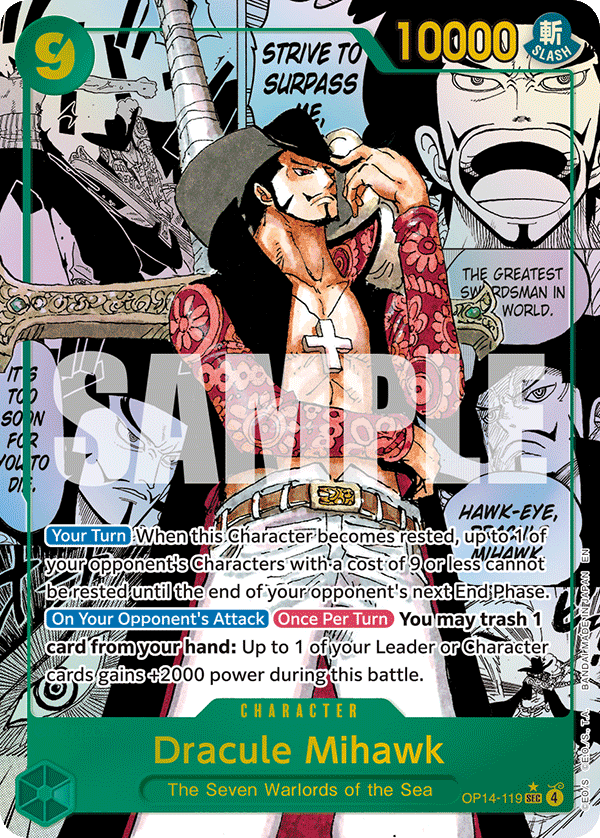 Dracule Mihawk, The Azure Sea's Seven · OP14-119