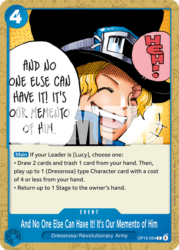 And No One Else Can Have It! It's Our Memento of Him, Adventure on Kami's Island Release Event Cards · OP15-054