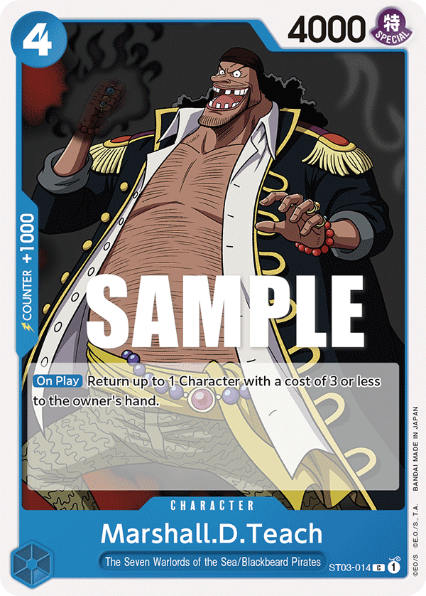 Marshall.D.Teach, ST-03: Starter Deck 3 The Seven Warlords of The Sea (Super Pre-Release Edition) · ST03-014