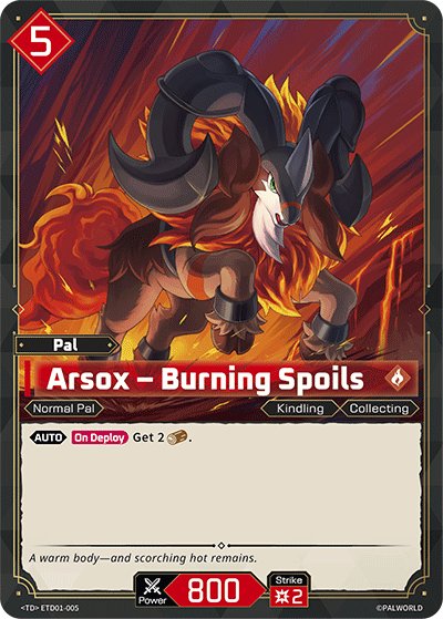 Arsox - Burning Spoils, TD01: Dawn of Palpagos Red•Blue · ETD01-005