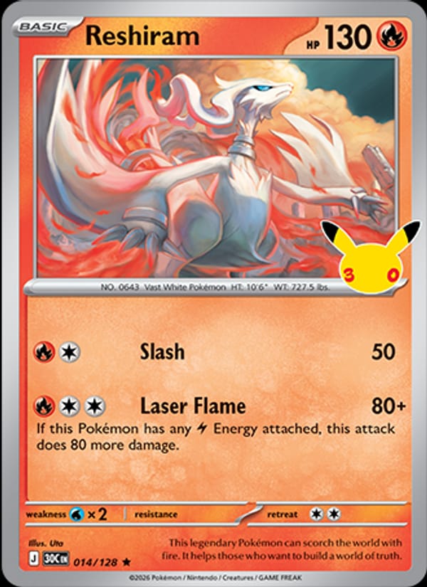 Reshiram, ME: 30th Celebration · 014/128