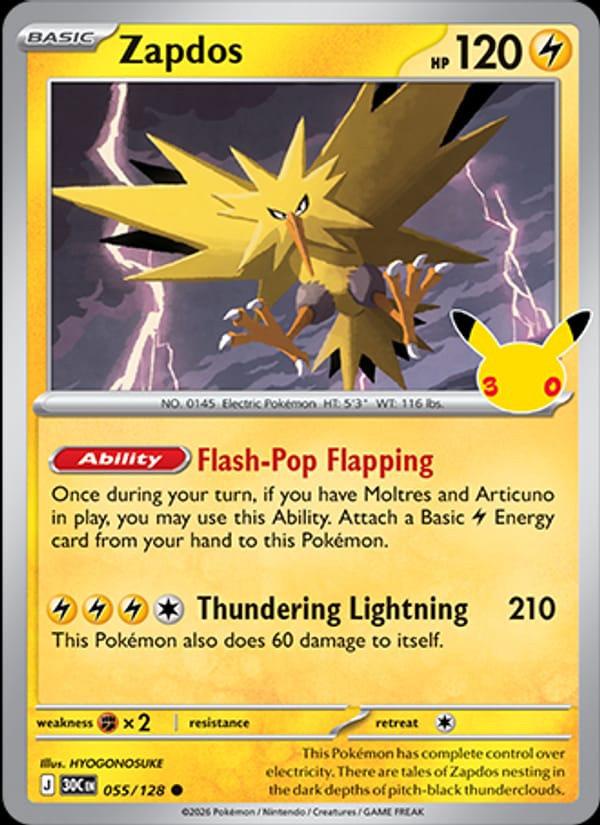 Zapdos, ME: 30th Celebration · 055/128