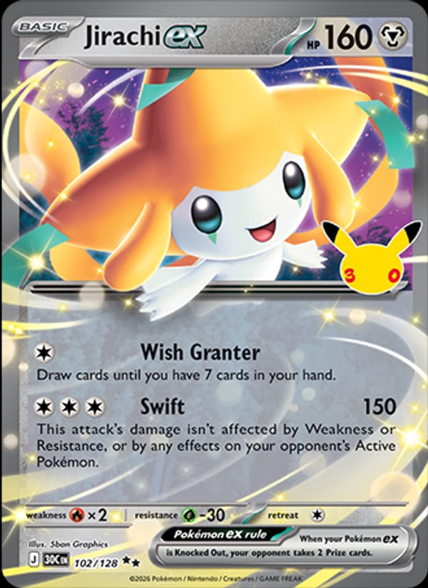 Jirachi ex, ME: 30th Celebration · 102/128