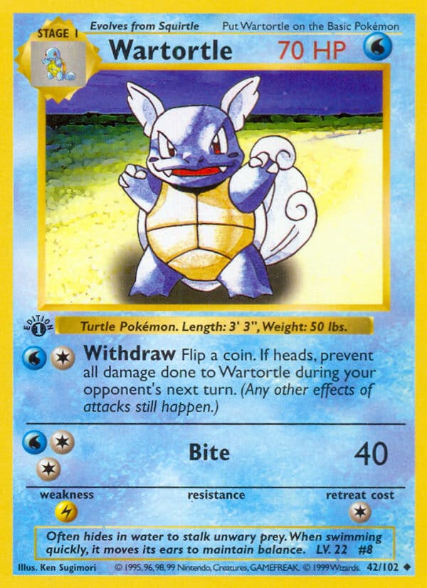 Wartortle, Base Set (Shadowless) · 042/102