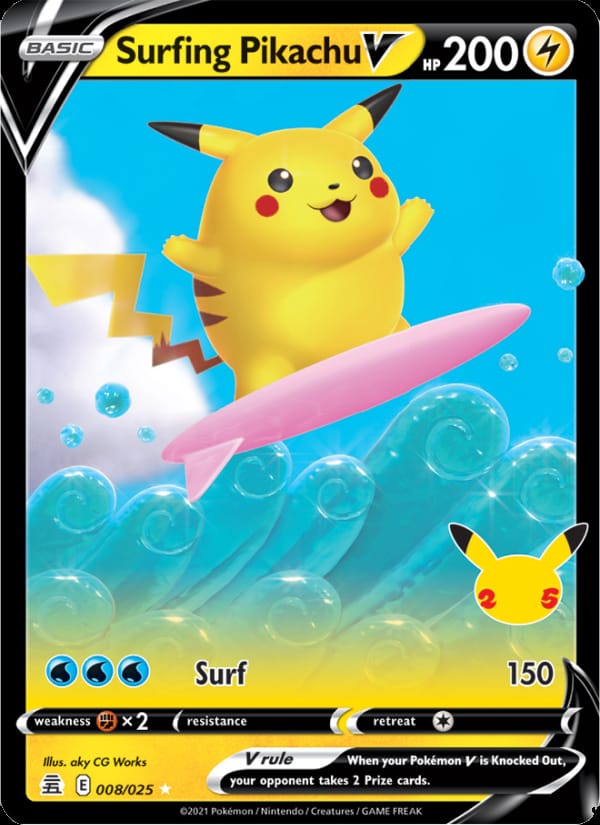 Surfing Pikachu V, Celebrations · 008/025