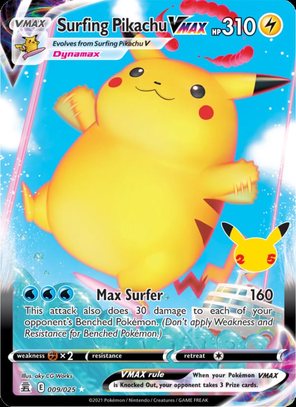 Surfing Pikachu VMAX, Celebrations · 009/025