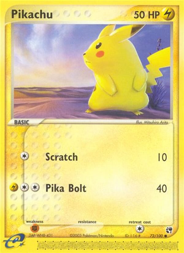 Pikachu, EX Sandstorm · 72/100