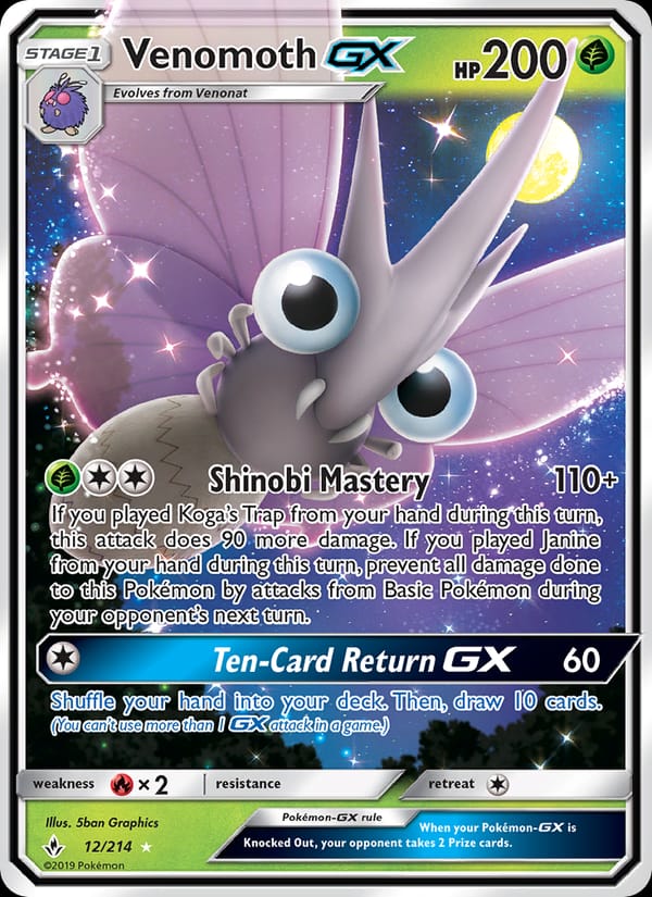 Venomoth GX, SM - Unbroken Bonds · 12/214