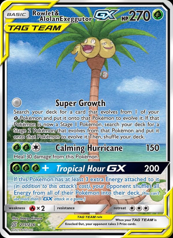 Rowlet & Alolan Exeggutor GX, SM - Unified Minds · 215/236