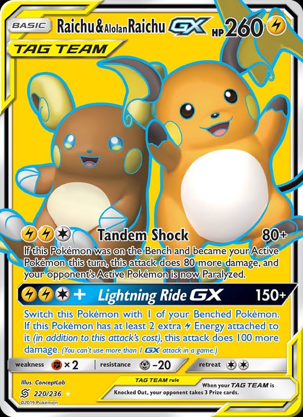 Raichu & Alolan Raichu GX, SM - Unified Minds · 220/236