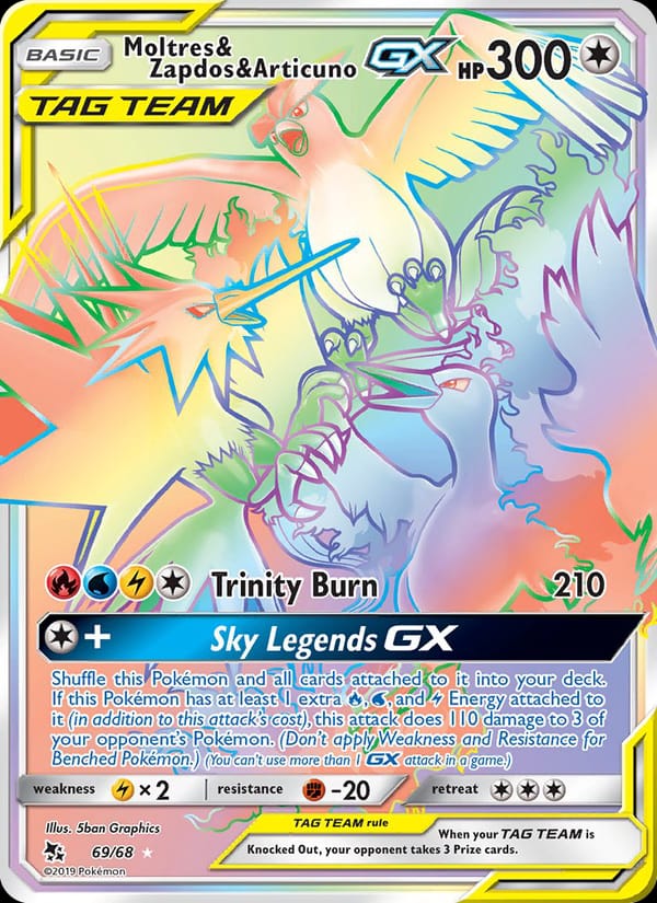 Moltres & Zapdos & Articuno GX, Hidden Fates · 69/68
