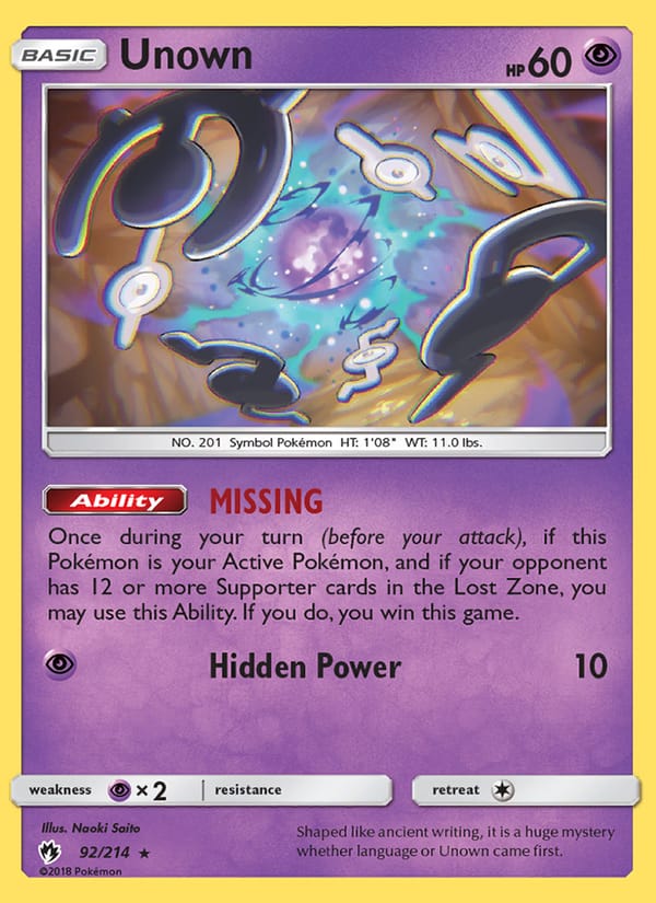 Unown, SM - Lost Thunder · 92/214