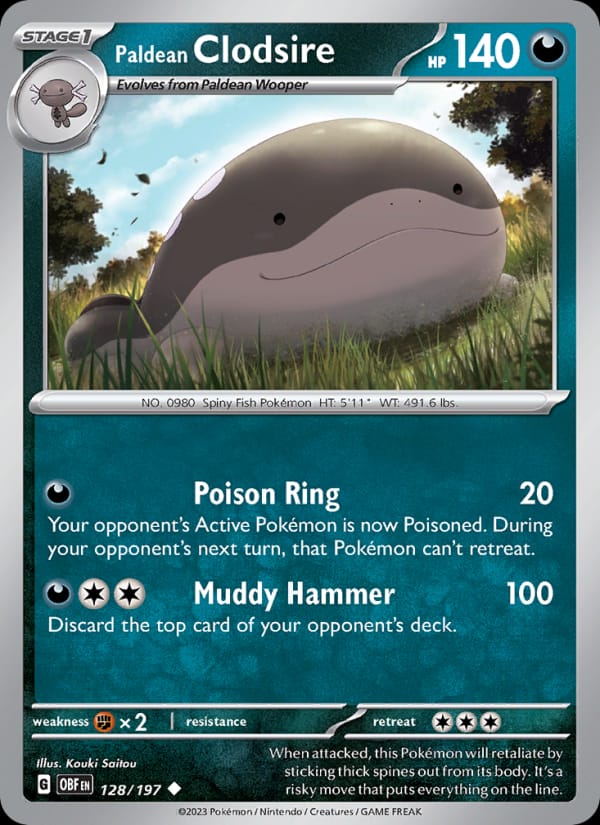 Paldean Clodsire, SV03: Obsidian Flames · 128/197