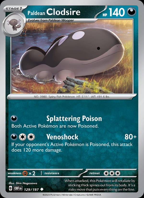 Paldean Clodsire, SV03: Obsidian Flames · 129/197