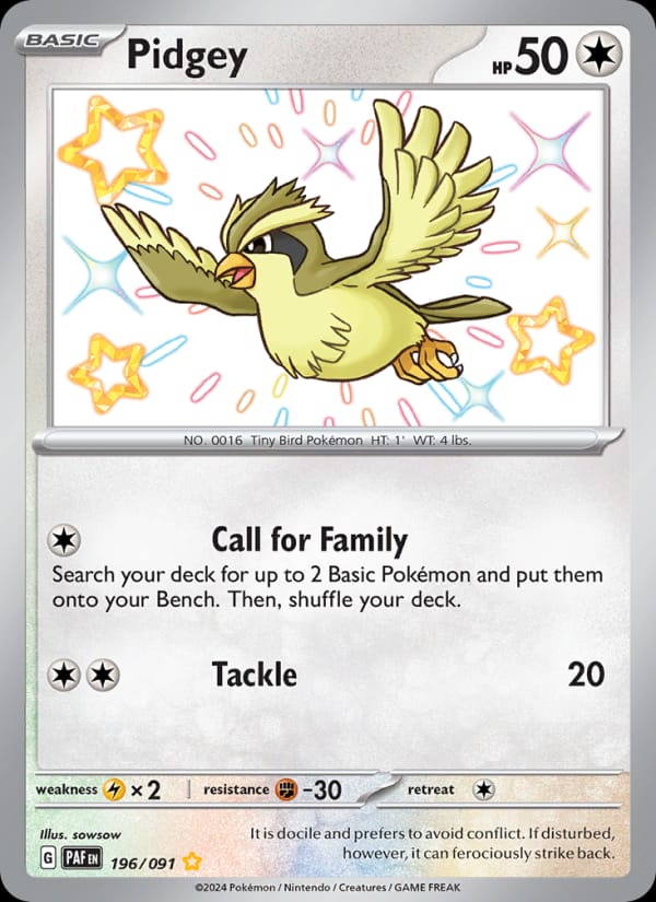 Pidgey, SV: Paldean Fates · 196/091
