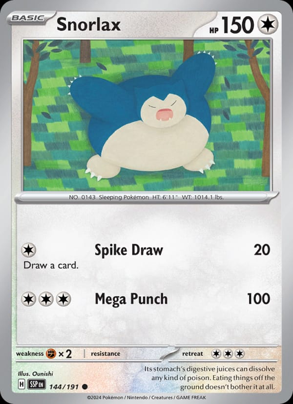 Snorlax, SV08: Surging Sparks · 144/191