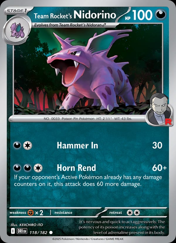 Team Rocket's Nidorino, SV10: Destined Rivals · 118/182