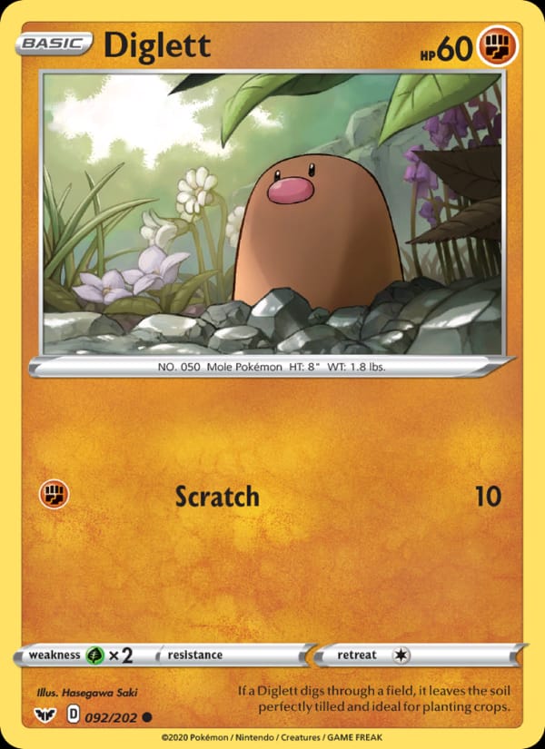Diglett, SWSH01: Sword & Shield Base Set · 092/202
