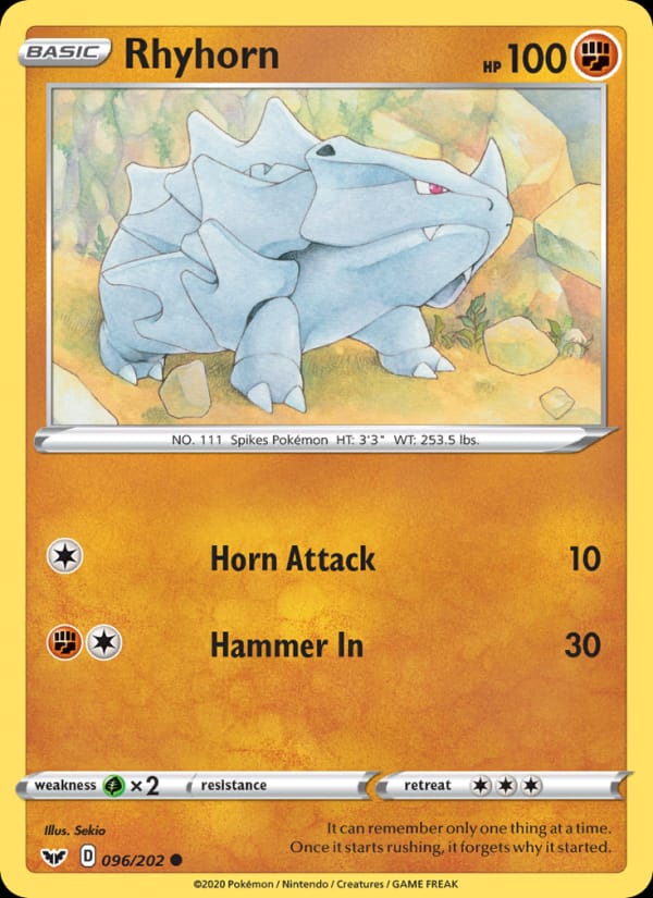 Rhyhorn, SWSH01: Sword & Shield Base Set · 096/202