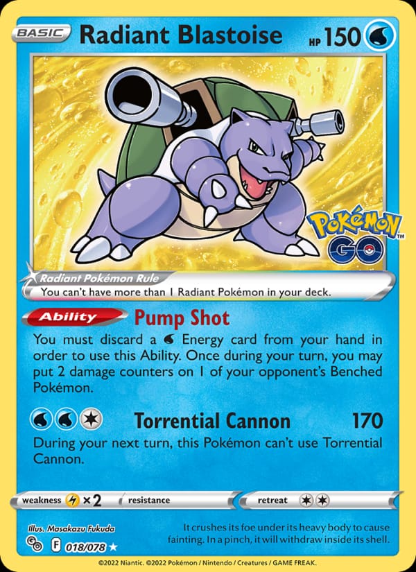 Radiant Blastoise, Pokemon GO · 018/078