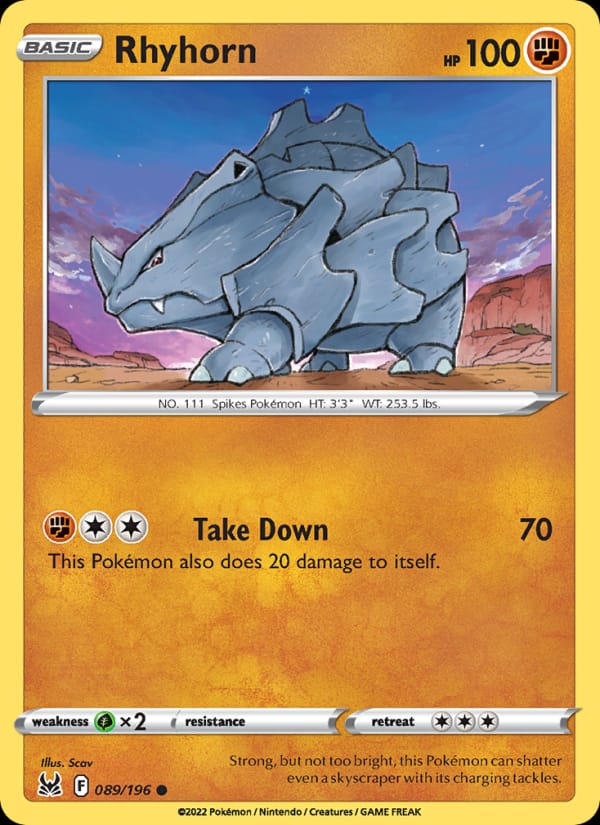 Rhyhorn, SWSH11: Lost Origin · 089/196