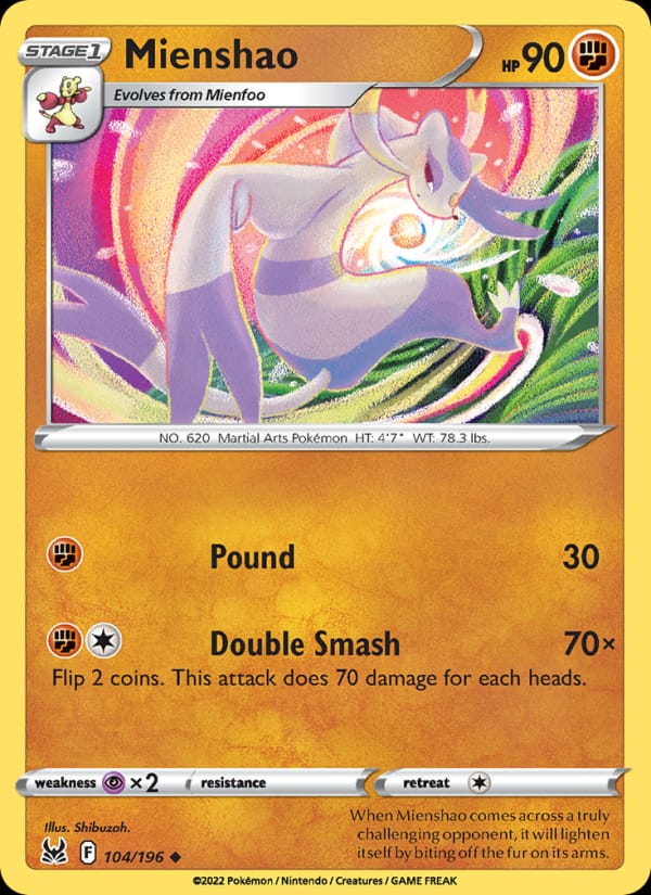 Mienshao, SWSH11: Lost Origin · 104/196