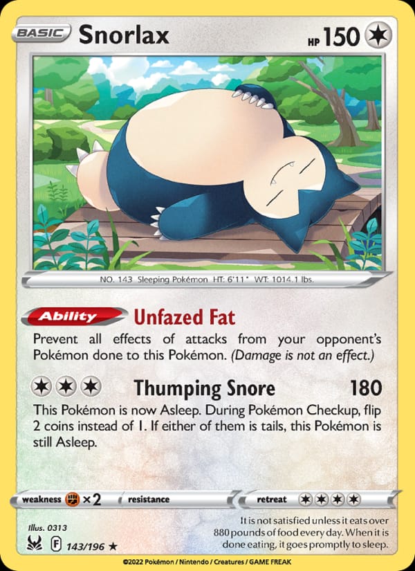 Snorlax, SWSH11: Lost Origin · 143/196