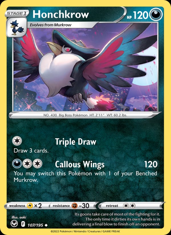 Honchkrow, SWSH12: Silver Tempest · 107/195