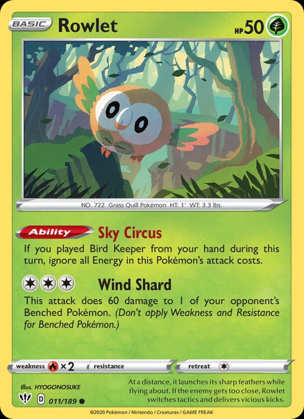 Rowlet, SWSH03: Darkness Ablaze · 011/189