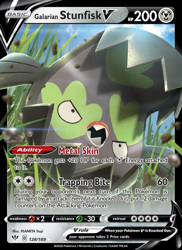 Galarian Stunfisk V, SWSH03: Darkness Ablaze · 128/189