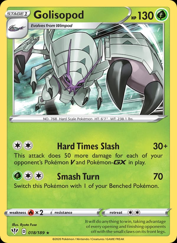 Golisopod, SWSH03: Darkness Ablaze · 018/189