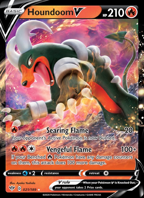 Houndoom V, SWSH03: Darkness Ablaze · 021/189