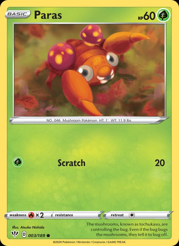Paras, SWSH03: Darkness Ablaze · 003/189