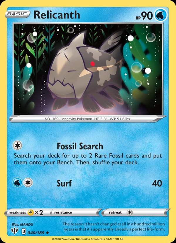 Relicanth, SWSH03: Darkness Ablaze · 040/189