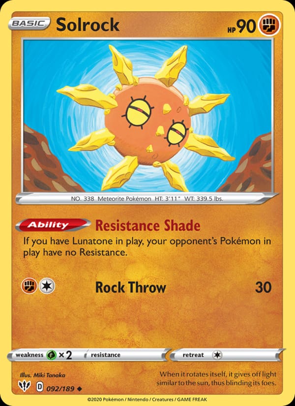 Solrock, SWSH03: Darkness Ablaze · 092/189