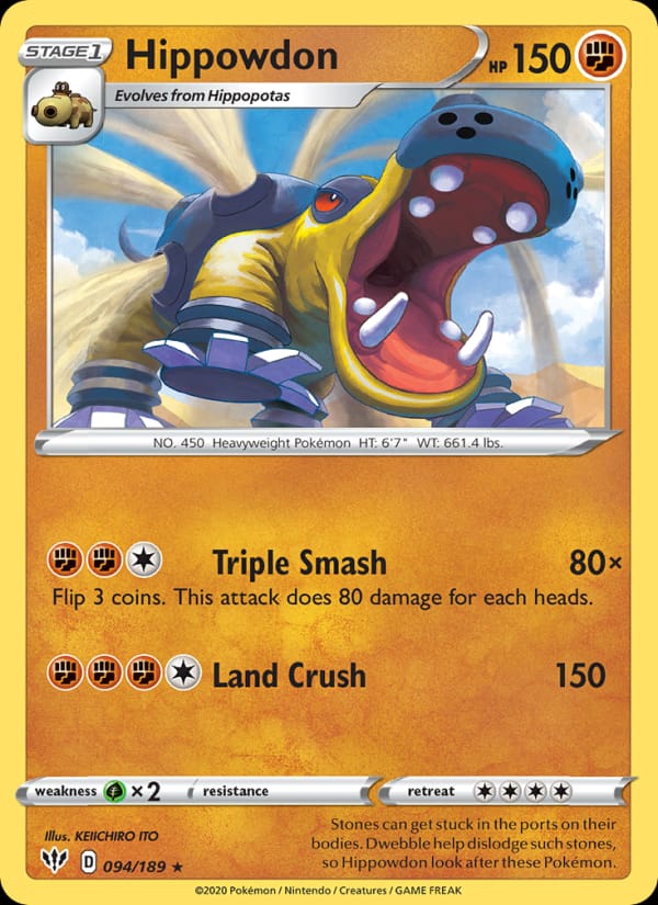 Hippowdon, SWSH03: Darkness Ablaze · 094/189