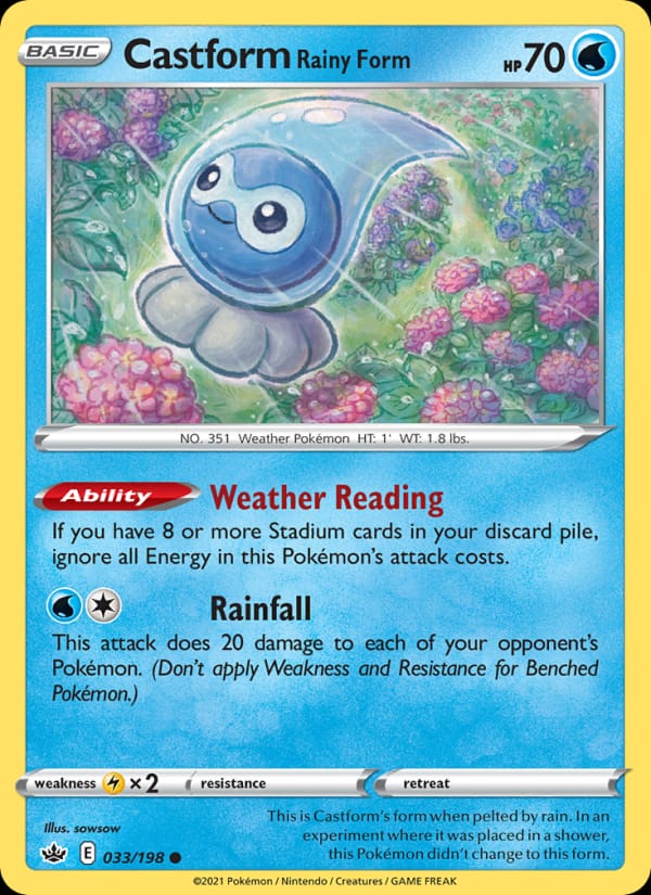 Castform Rainy Form, SWSH06: Chilling Reign · 033/198
