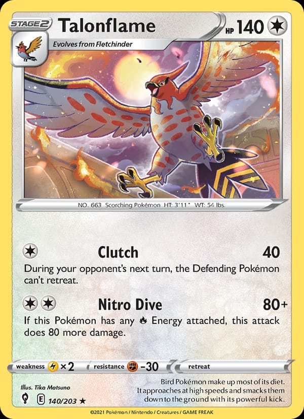 Talonflame, SWSH07: Evolving Skies · 140/203