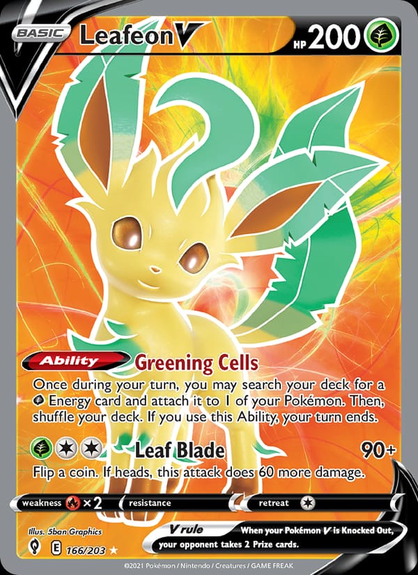 Leafeon V, SWSH07: Evolving Skies · 166/203