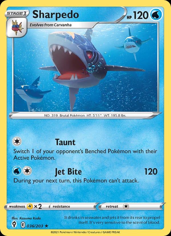 Sharpedo, SWSH07: Evolving Skies · 036/203