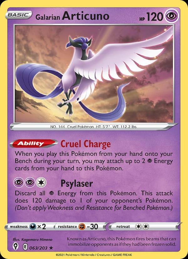 Galarian Articuno, SWSH07: Evolving Skies · 063/203