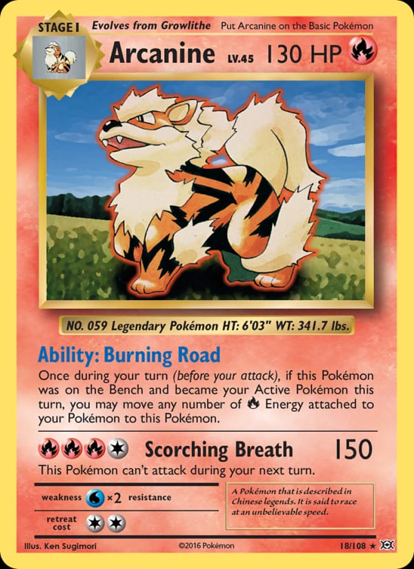 Arcanine, XY - Evolutions · 18/108
