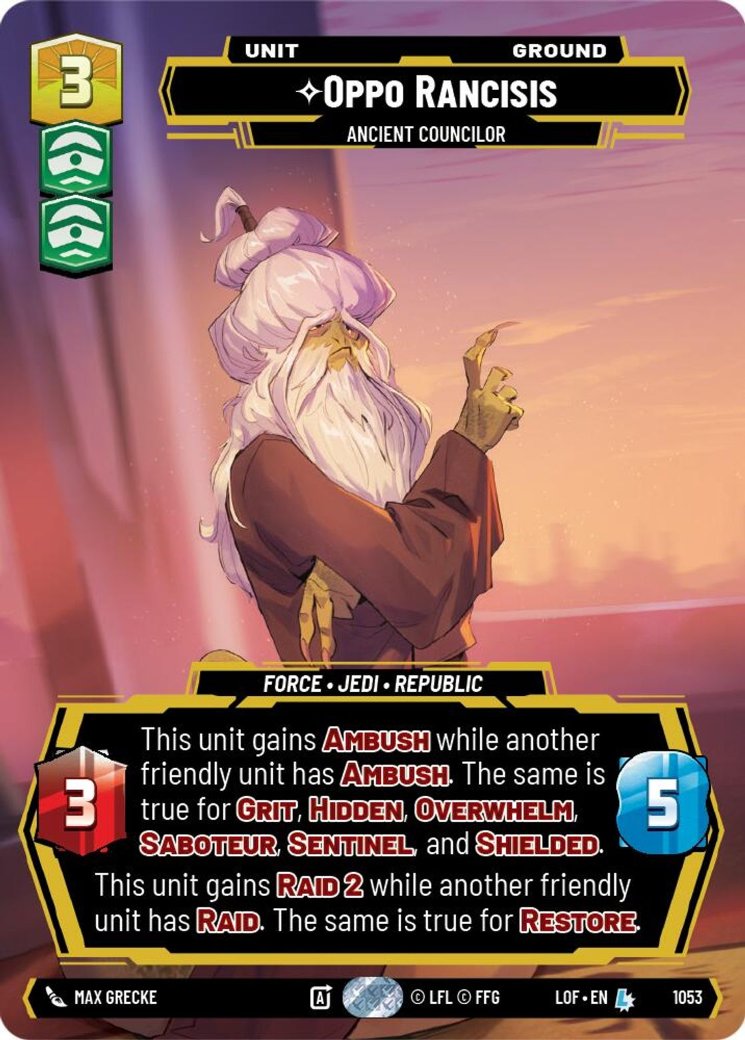 Oppo Rancisis - Ancient Councilor, Legends of the Force · 1053