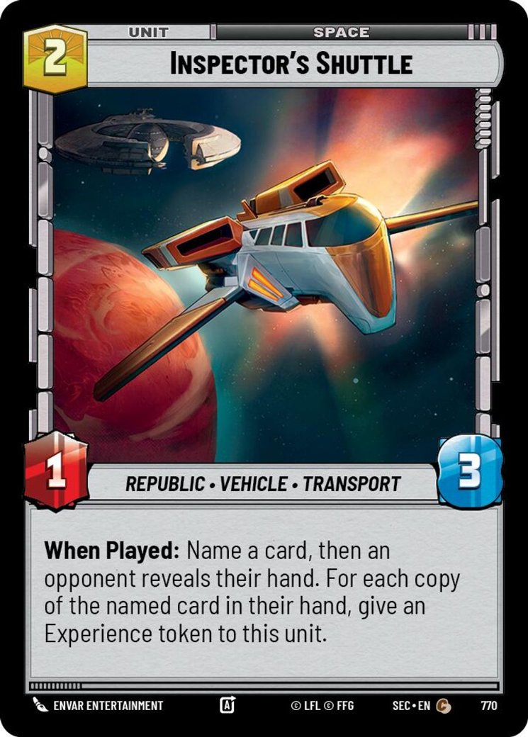 Inspector's Shuttle, Secrets of Power · 770