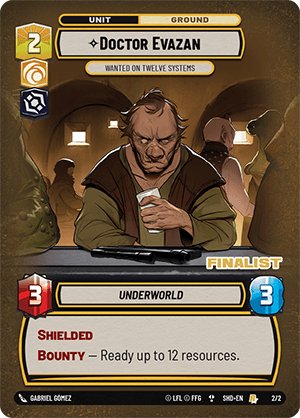Doctor Evazan - Wanted on Twelve Systems, Organized Play Promos · 2/2