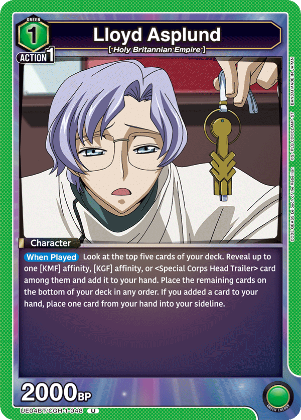 Lloyd Asplund, UE04BT: CODE GEASS: Lelouch of the Rebellion · UE04BT/CGH-1-048